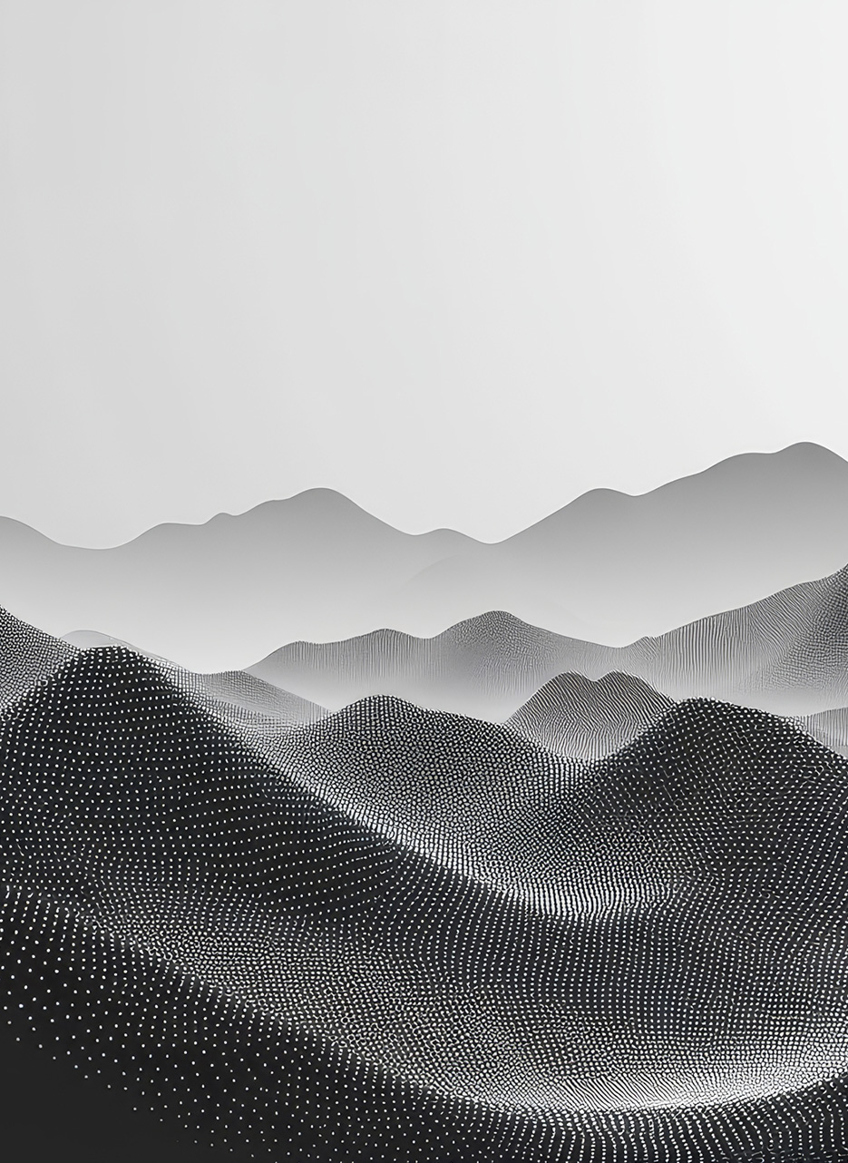 Abstract digital mountain landscape symbolizing Geek Team creativity and growth in web design and development