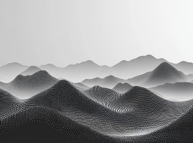 Abstract digital mountain landscape symbolizing Geek Team creativity and growth in web design and development