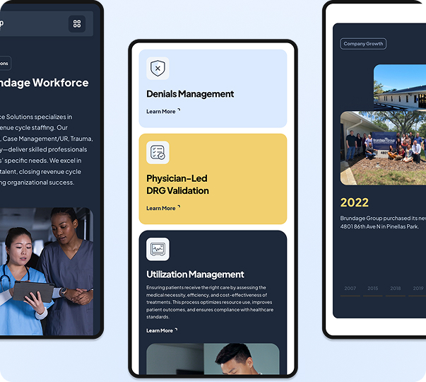 Mobile website design by Geek Team for Brundage Group. Medical web design work