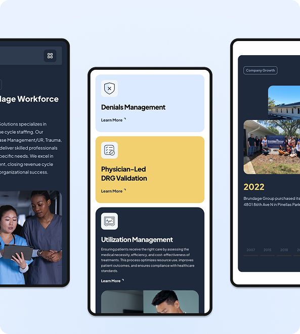 Mobile website design by Geek Team for Brundage Group. Medical web design work