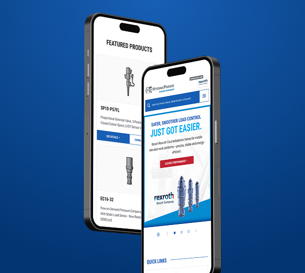 UX, CMS, and SEO project for HydraForce featuring an organized 1,200+ product library and clear paths to RFQs