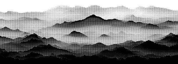 Abstract dotted mountain artwork used in Geek Team web development and design branding